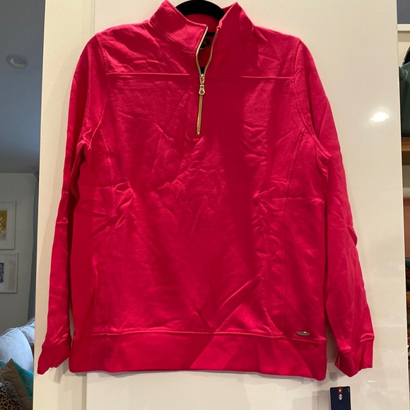 NWT Izod 1/4 zip French Terry cloth pullover sweatshirt. Hot pink. Various sizes - Picture 1 of 4